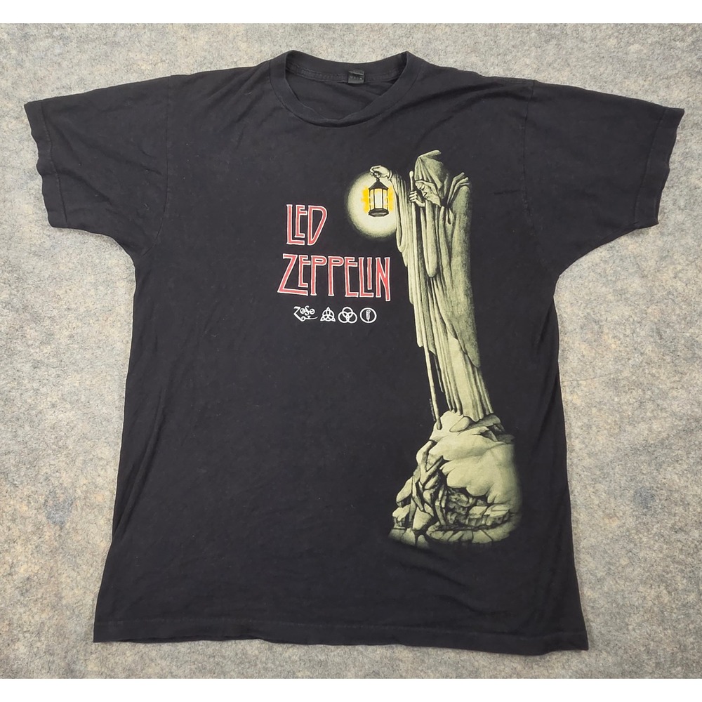 Led Zeppelin The Hermit Graphic T-Shirt Black Tultex 2018 Rock Band Tee Large
